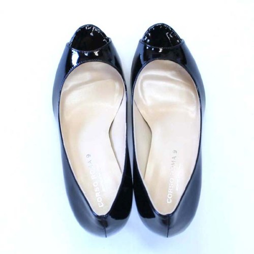 CORSO ROMA 9 黒エナメルパンプス CORSO ROMA 9 黒エナメルパンプス