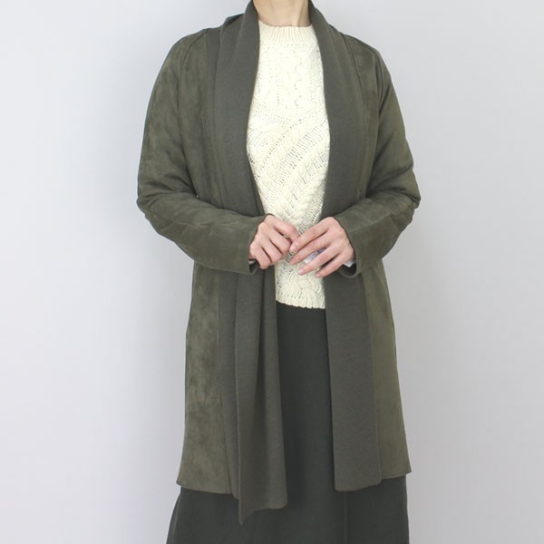 フィッツア フェイクスエードコンビコーディガン カーキ size M フィッツア フェイクスエードコンビコーディガン カーキ size M