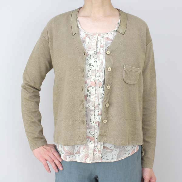 トランジットパーサッチ 綿麻ジャケットカーデ ベージュ size M トランジットパーサッチ 綿麻ジャケットカーデ ベージュ size M
