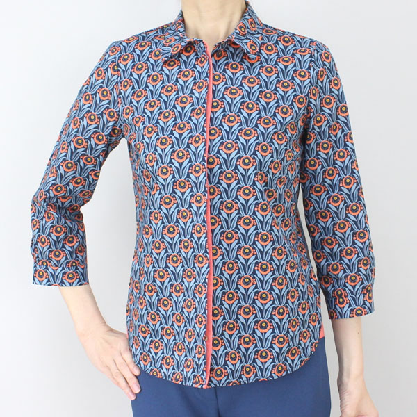 コテラック Cotelac リバティ柄ブラウス ブルー size M コテラック Cotelac リバティ柄ブラウス ブルー size M