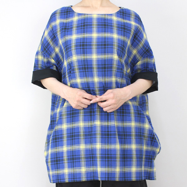 スーパーボイス チェックプルオーバーブラウス ブルー size M スーパーボイス チェックプルオーバーブラウス ブルー size M