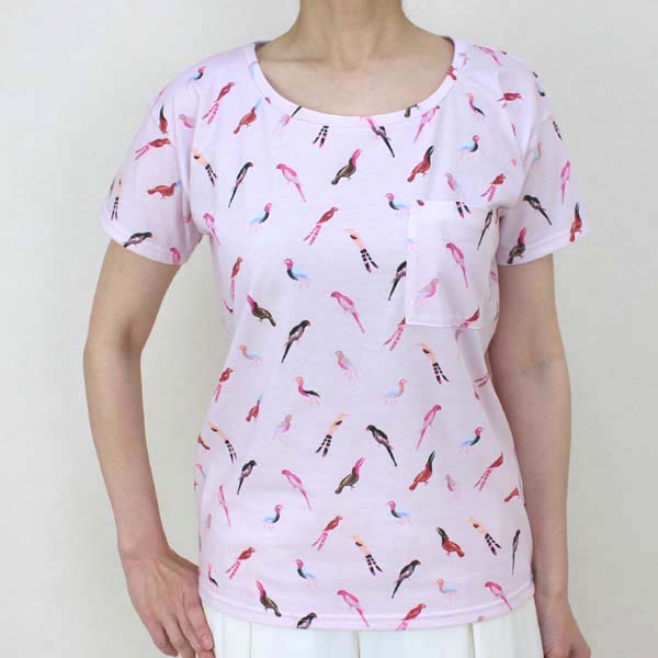 コテラック acote ピンク鳥Tシャツ コテラック acote ピンク鳥Tシャツ