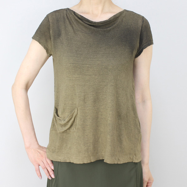 トランジットパーサッチ グラデーション麻カットソー カーキ size M トランジットパーサッチ グラデーション麻カットソー カーキ size M