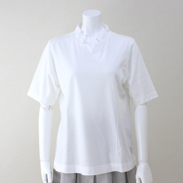 FOO キーネックスタンドカラー切替Tシャツ ホワイト size M FOO キーネックスタンドカラー切替Tシャツ ホワイト size M