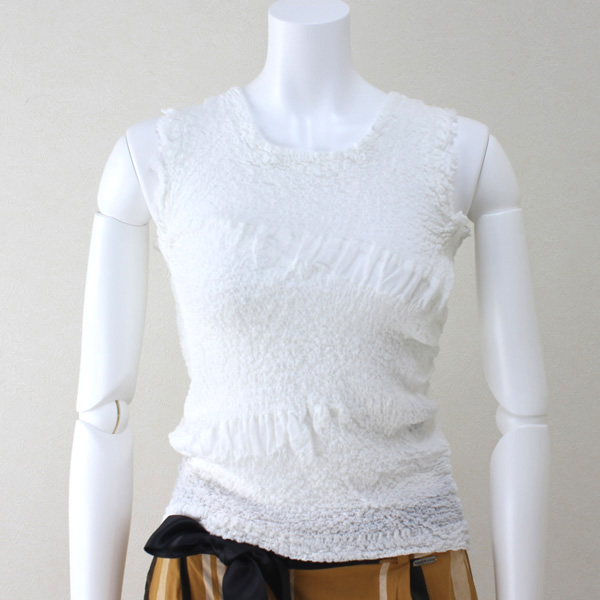 アコーレ ストレッチクレープ地タンクトップ ホワイト size M アコーレ ストレッチクレープ地タンクトップ ホワイト size M