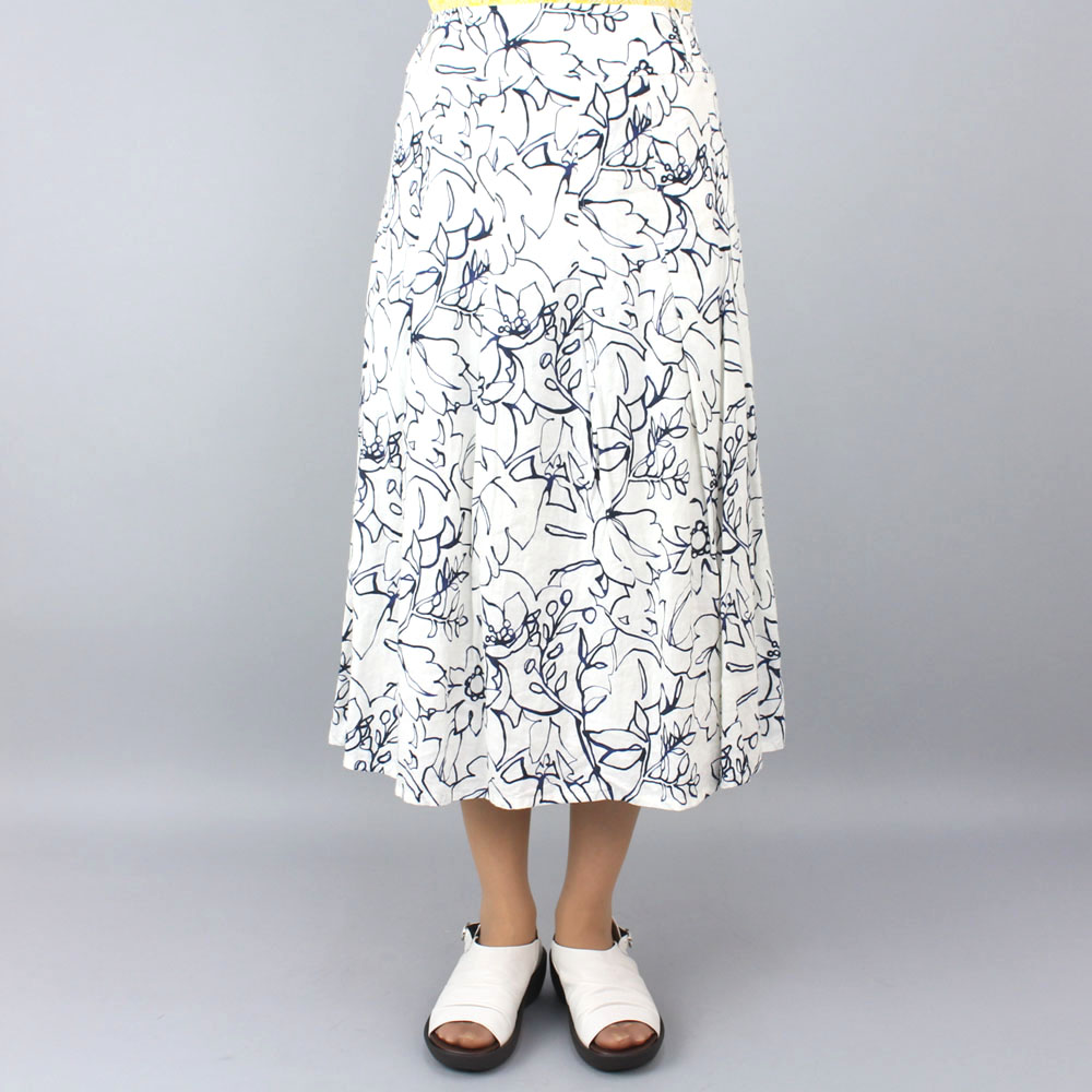アコーレ 白紺花柄フレアスカート size M アコーレ 白紺花柄フレアスカート size M