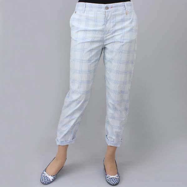 JOESAN チェック綿パンツ ブルー size M JOESAN チェック綿パンツ ブルー size M