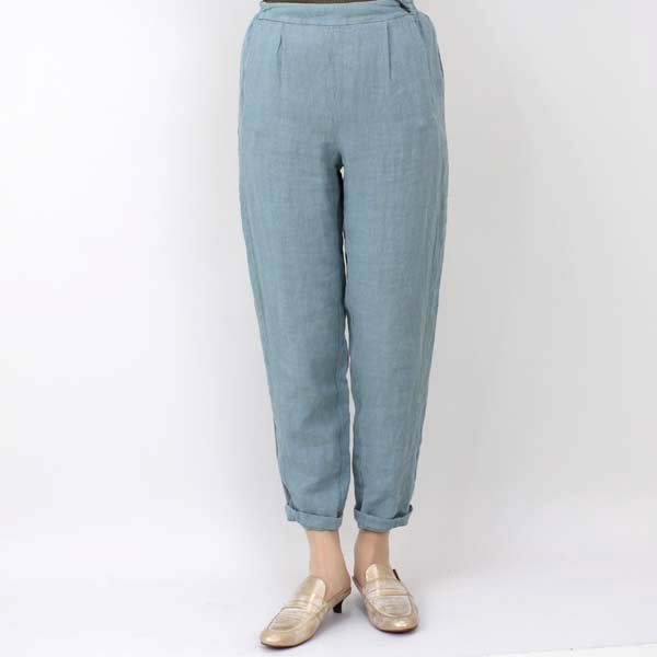 sita murt ゴム入りウエスト麻テーパードパンツ カーキ size M sita murt ゴム入りウエスト麻テーパードパンツ カーキ size M