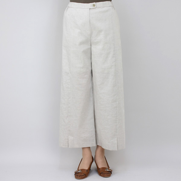ウールン商会 MANOMANO バックゴム入りベージュワイドパンツ ベージュ size M ウールン商会 MANOMANO バックゴム入りベージュワイドパンツ ベージュ size M