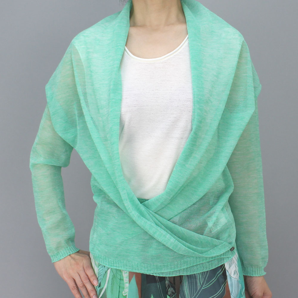 麻混カシュクールカーディガン グリーン size M 麻混カシュクールカーディガン グリーン size M