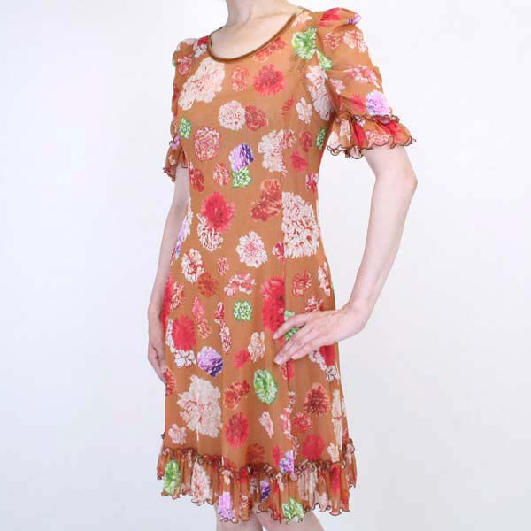 洋服屋 オレンジ花柄ワンピース 洋服屋 オレンジ花柄ワンピース