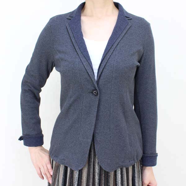 blancvert グレー紺カットソージャケット blancvert グレー紺カットソージャケット