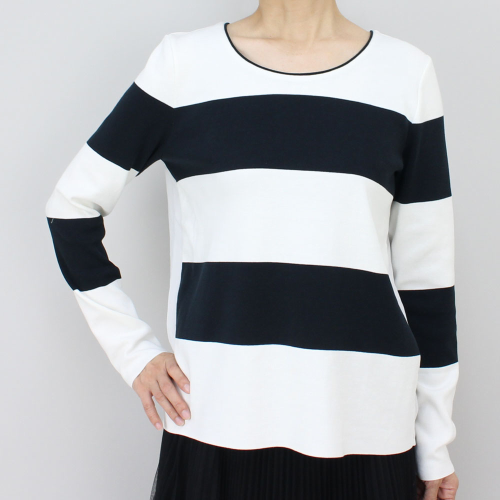 MARCCAIN マークケイン紺ボーダーコンビカットソー ネイビー size M MARCCAIN マークケイン紺ボーダーコンビカットソー ネイビー size M