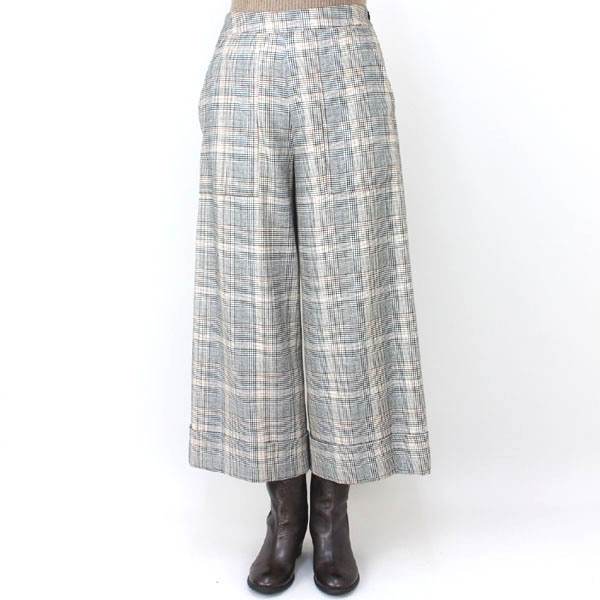 センソユニコ グレンチェックワイドパンツ ブラウン size M センソユニコ グレンチェックワイドパンツ ブラウン size M