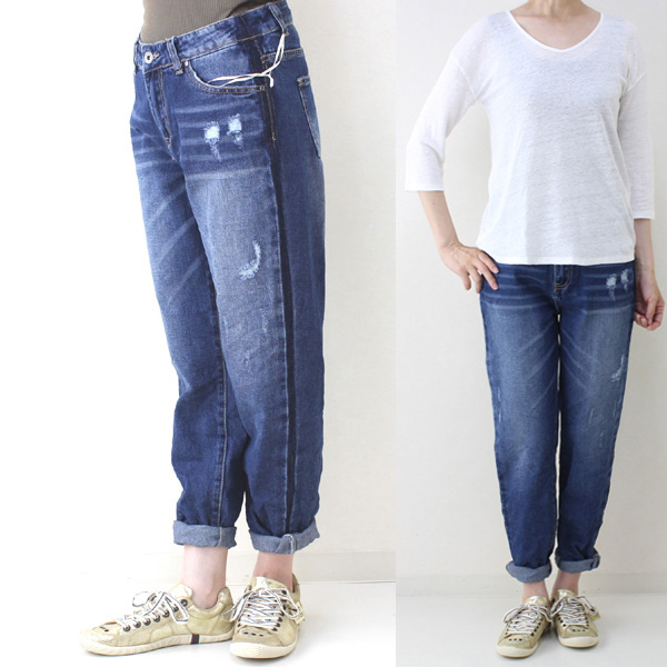 カロ ダメージデニムパンツ ブルー size M カロ ダメージデニムパンツ ブルー size M