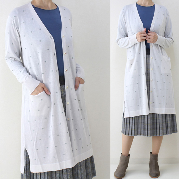 スーパーボイス ドット刺繍Vネックロングカーディガン ベージュ size M スーパーボイス ドット刺繍Vネックロングカーディガン ベージュ size M
