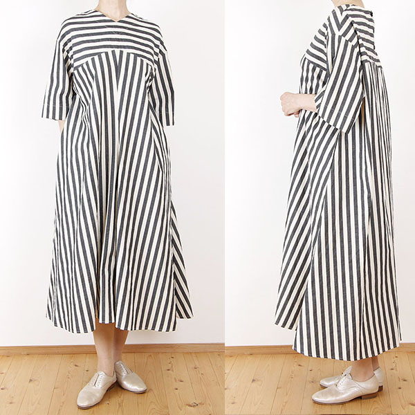 黒白ストライプ柄綿麻ワンピース – セレクトショップ femme/ファム