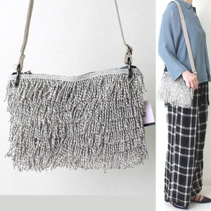 シルバーラメフリンジ付きショルダーバッグ